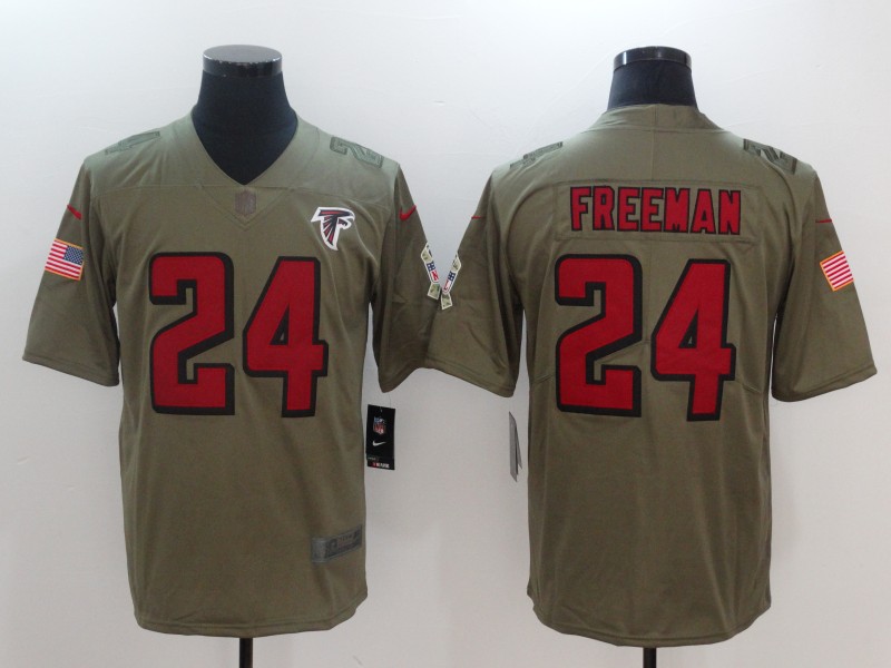 Men Atlanta Falcons #24 Freeman Nike Olive Salute To Service Limited NFL Jerseys